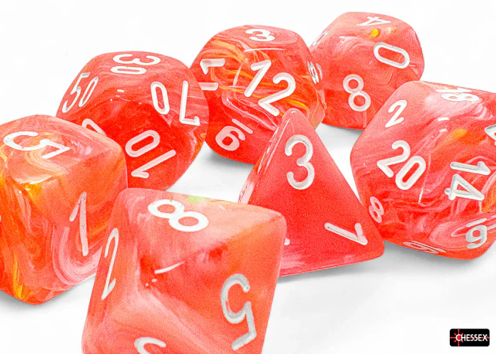 Chessex: Festive: Mega-Hedral 7pc Dahlia/White