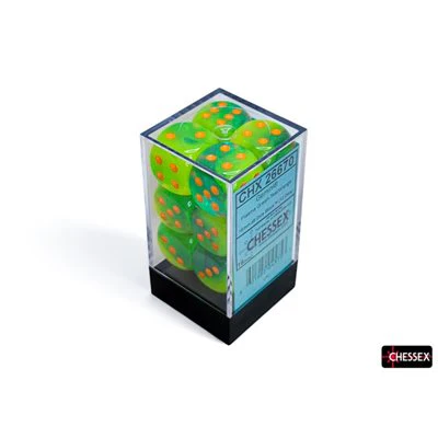 Chessex: Gemini 12D6 16mm Plasma Green-Teal/Orange Luminary