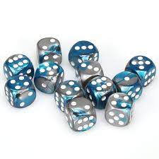 Chessex: Gemini 16mm Steel Teal / White (12)
