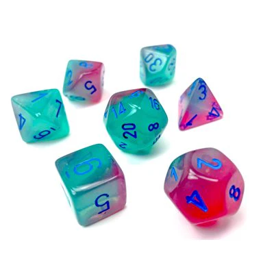 Chessex: Gemini 7P Gel Green-Pink / Blue