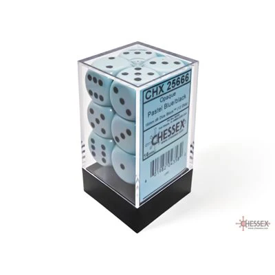 Chessex: Opaque 16mm Pastel Blue/Black