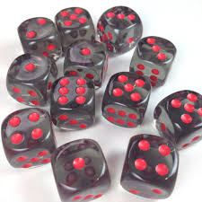 Chessex: Translucent 16mm Smoke / Red  (12)