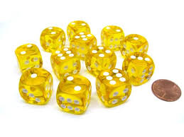 Chessex: Translucent 16mm Yellow / White  (12)