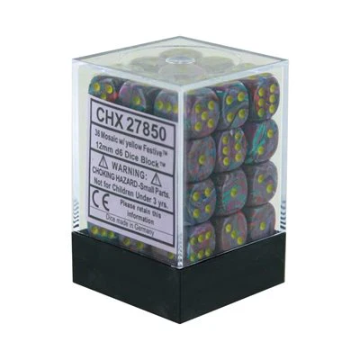 Chessex: Festive 12mm MOSAIC/YELLOW (36)