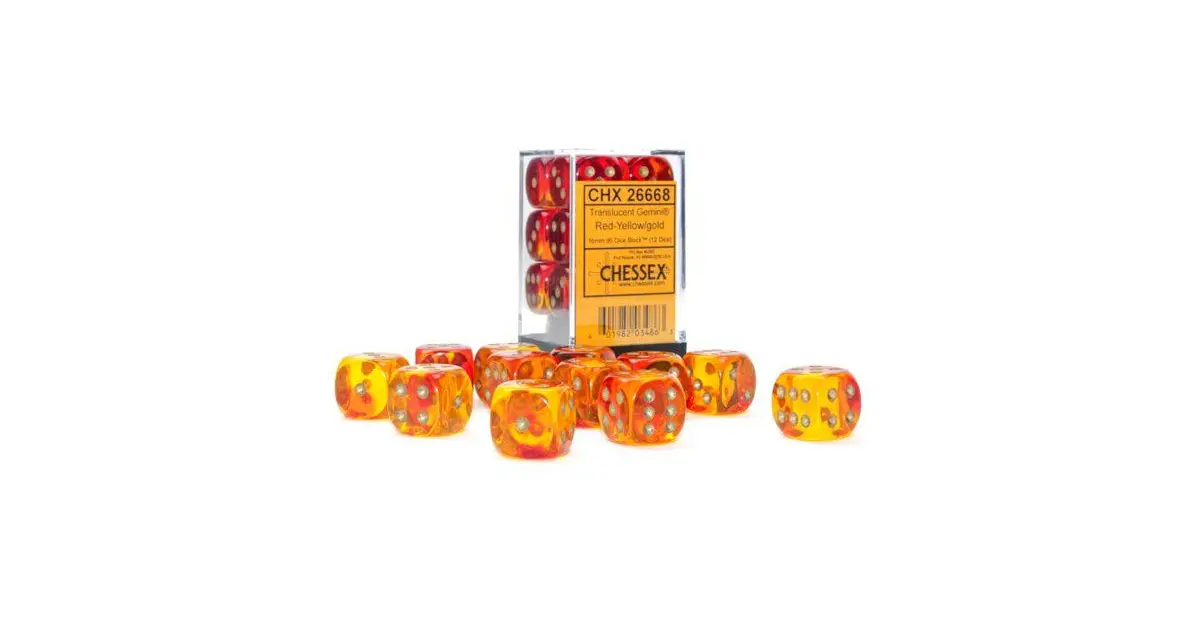 Chessex: Gemini Translucent Red-Yellow/Gold